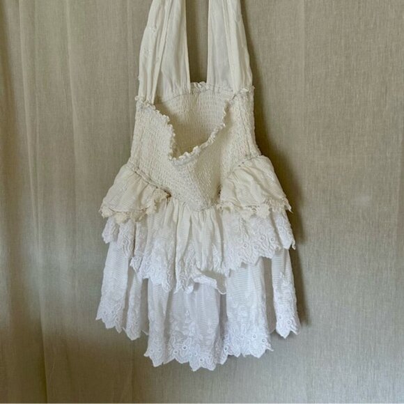 LoveShackFancy Deanna White Cotton Halter Neck Dress Size L - Picture 7 of 11